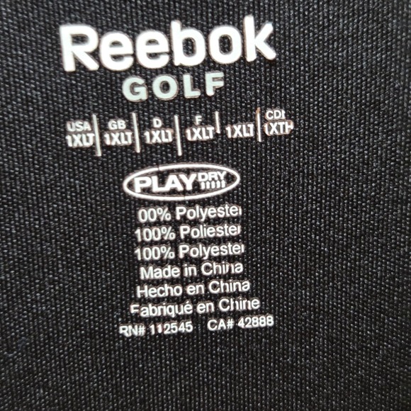 Reebok Polo Shirt Mens XLT Black Stripe PlayDry Golf 100% Polyester Tagless - Picture 5 of 7